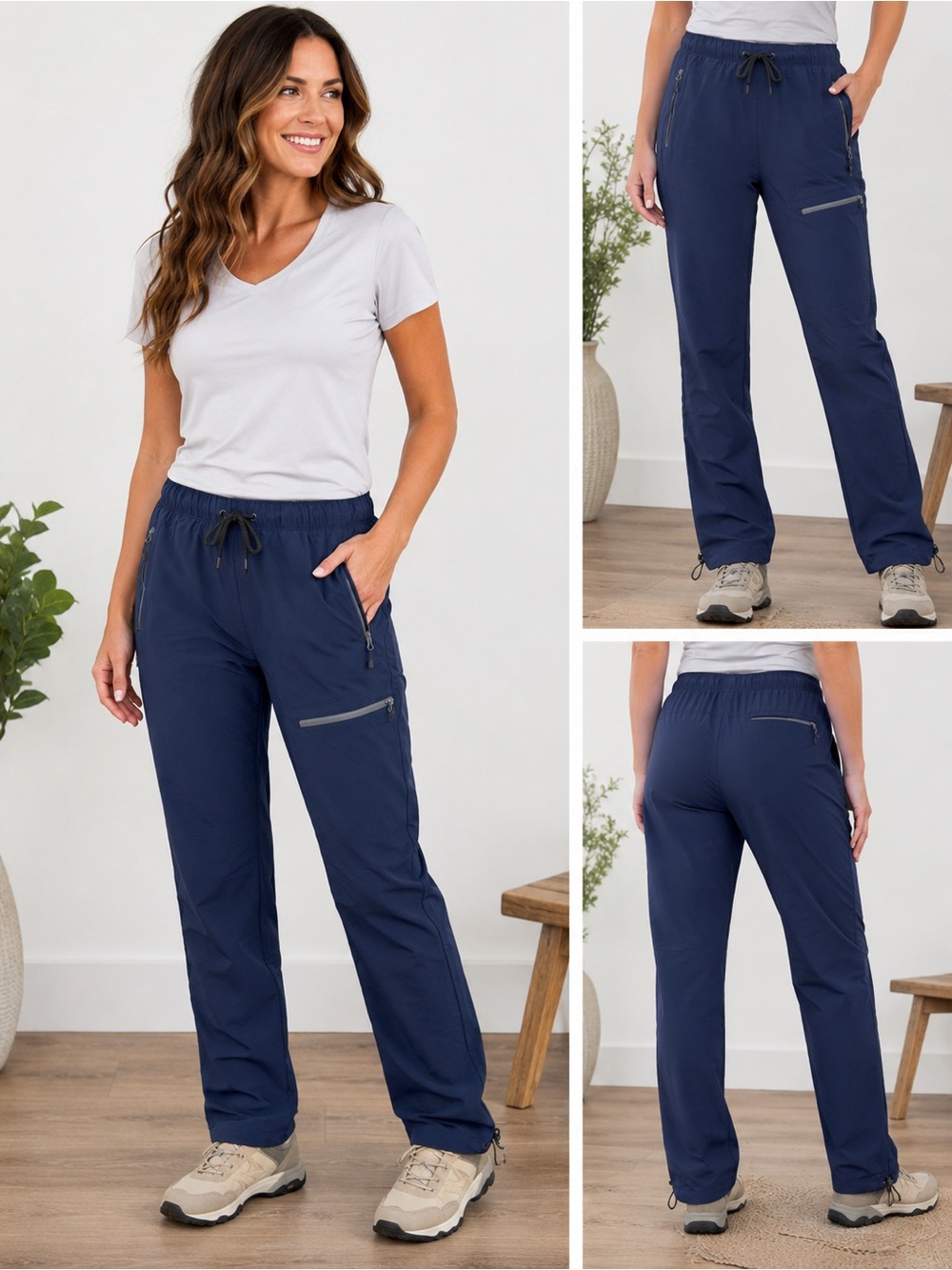 BALEAF Women’s XL Hiking Pants Navy UPF 50+ Water Resistant Zip Pockets NWT